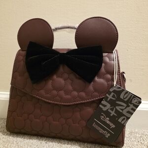 Loungefly Brown Crossbody Bag with Black Bow